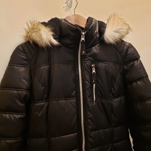 Laundry by Design Black Puffer Jacket Faux Fur Size Small - Picture 16 of 16